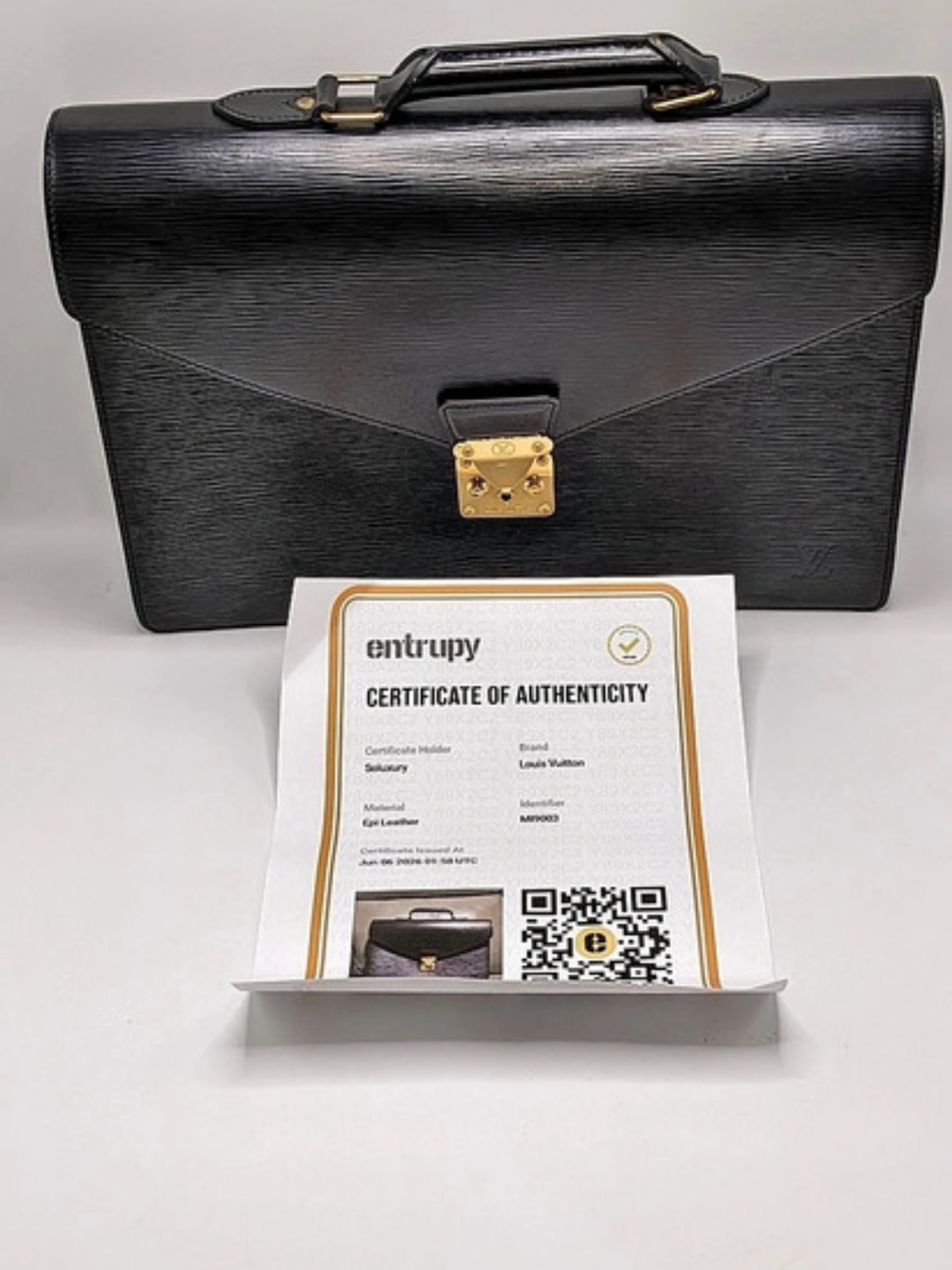 Louis Vuitton Vintage Black Epi Leather Briefcase – Entrupy Certificate